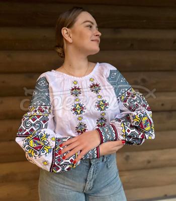 Біла жіноча блуза вишиванка "Орися" купити вишиванку Харків