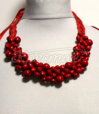 Традиционное ожерелье красное "Карпатские стожары" фото