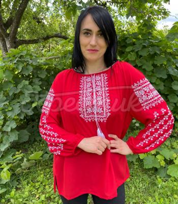 Красная летняя вышиванка "Белый виноград" Одесса