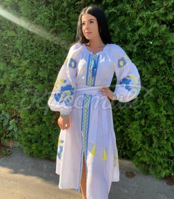 Біла бохо сукня вишиванка "Українська ружа" Харків