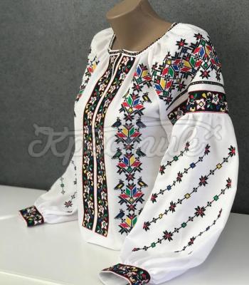Белая вышиванка женская "Цветущие птички" купить Харьков