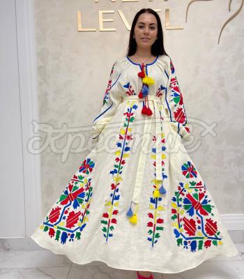 Біла жіноча сукня вишиванка "Калейдоскоп" купити Київ