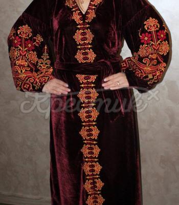 Вышитое женское платье "Бархатная осень" купить
