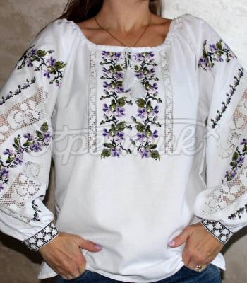 Біла жіноча блузка "Ніжна фіалка" купити Сумми