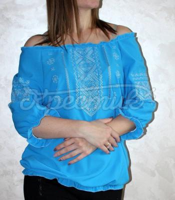 Голуба вишита блузка "Шанті" купити Київ