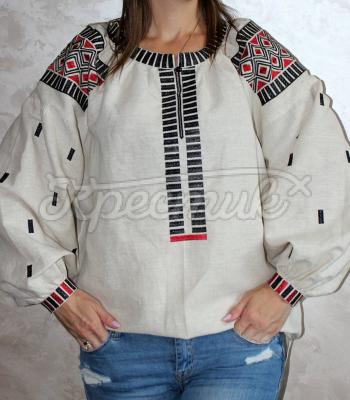 Бежева жіноча вишиванка "Офіційна" купити Одесса