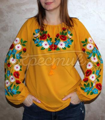 Желтая женская вышиванка "Ясное солнышко" купить Харьков
