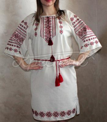 Бежевое украинское платье "Клюква" купить Черкасы