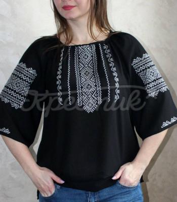 Чорна жіноча вишиванка "Монреаль" купити блузку