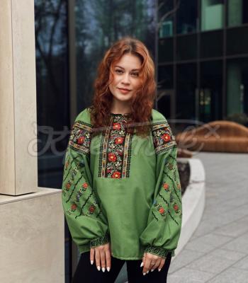 Зелена жіноча вишиванка "Тантра" український бренд 