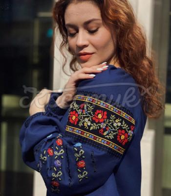 Жіноча вишита блузка "Блю Кюрасао" купити вишиванки Одесса