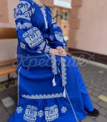 Вышитое украинское платье "Белая жартица" купить платье