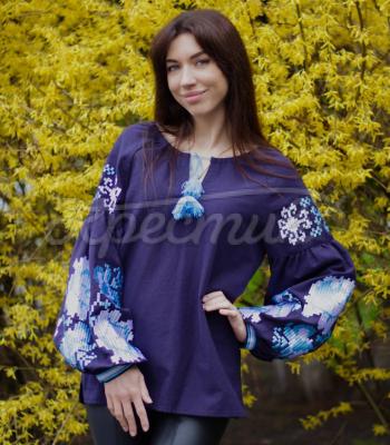 Фиолетовое вышитое платье "Бояна" бохо стайл