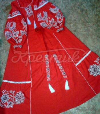 Красное украинское платье вышиванка "Юлиана" купить платье бохо