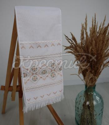 Весільний білий рушник український дизайн
