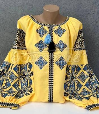 Вышитая желтая блузка "Феличита" купить вышитую блузку Черкасы