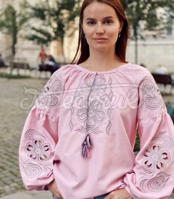 Вишита рожева блузка "Мадам Боварі" україїнський бренд