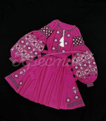 Розовая женская блузка "Сочная малина" купить вышитую блузку