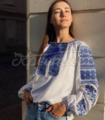 Біла вишита жіноча блузка "Анфіса" український дизайнер