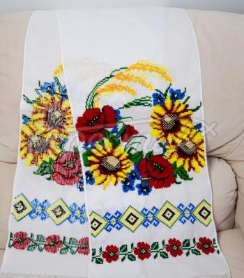 Украинский вышитый рушнык на свадьбу с подсолнухами "Добродар" купить полотенце ручной работы