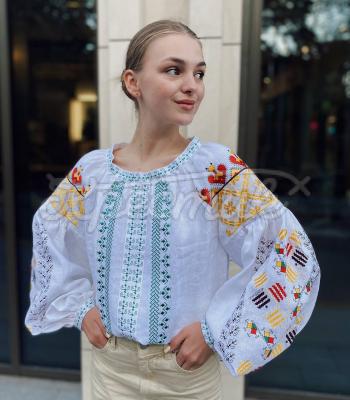 Біла вишита блузка бохо "Чернівчаночка" купити вишиту блузку Харків