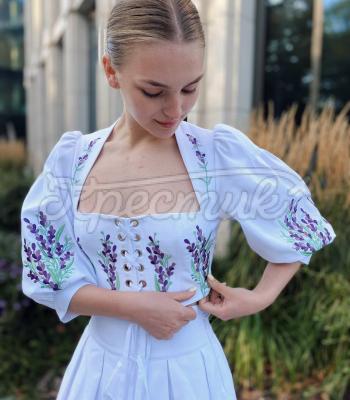 БІла жіноча сукня вишиванка "Гірська лаванда" купити вишиту сукню