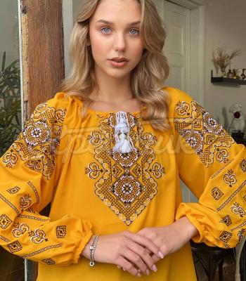 Желтая вышитая блузка "Каракум" купить вышитую блузку