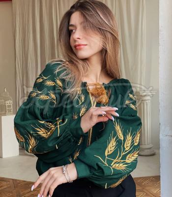 Зелена жіноча вишиванка "Хортиця" купити блузку Київ