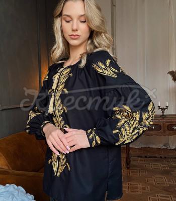 Чорна вишиванка для жінки "Джамала" купити блузку для жінки
