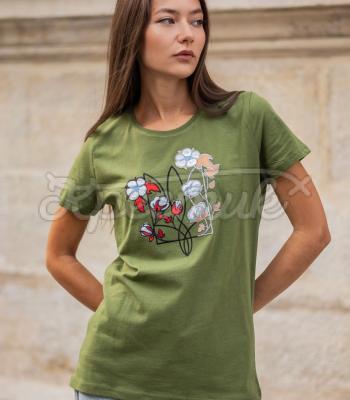 Зеленая женская футболка "Хлопок" купить женскую футболку