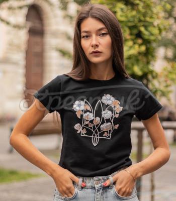 Черная женская футболка "Хлопок" украинский дизайнер