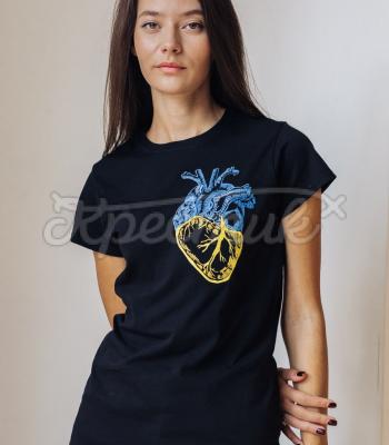 Чорна жіноча футболка "Серденько" купити жіночу футболку