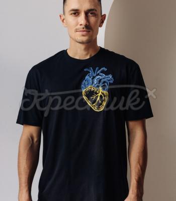 Черная мужская футболка "Серденька" купить футболку мужчине