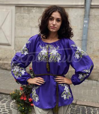Шифонова блуза вишиванка квіткова "Ліяна" купити блузку Одесса
