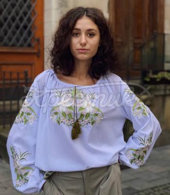 Вишиванка з ліліями блуза шифонова "Біанка" купити жіночу вишиванку