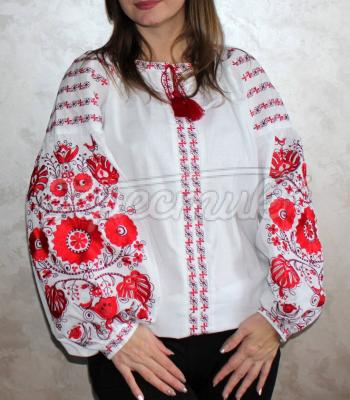 Неймовірна вишиванка жіноча біла "Перлина роду" купити блузку бохо