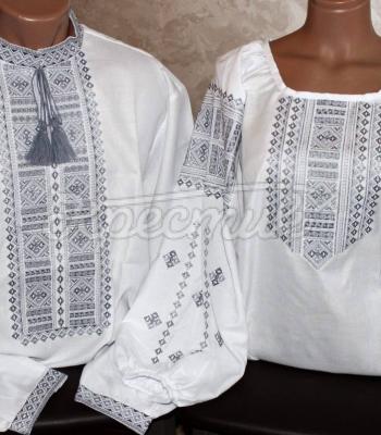 Вишиванки білі парні зі срібною вишивкою "Сила мудрості" купити вишиванки Харків