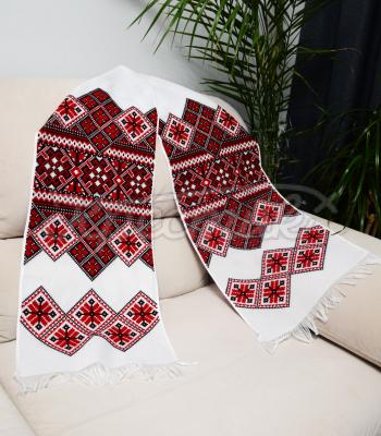 Український вишитий рушник хрестиком "Косівська веснянка" етно подарунок