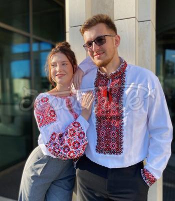 Сімейні вишиванки білі «Зіркова пара» купити вишиванки для пари Умань