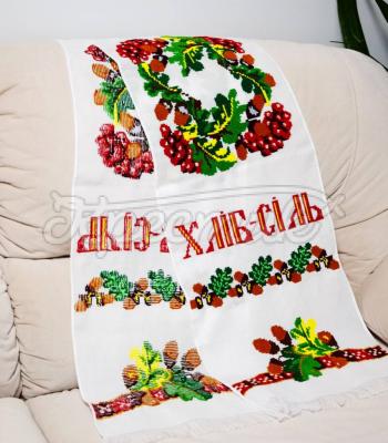  Вышитый рушник с калиной и дубом "Хлеб и соль" купить вышитый рушник