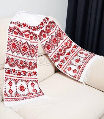 Білий вишитий рушник "Благословення Родини" купити рушник ручної роботи