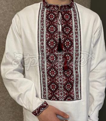 Українська біла чоловіча вишиванка "Назар" купити вишиванку