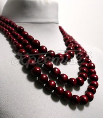 Трехслойное деревянное женское ожерелье круглое "Лесная песня" фото