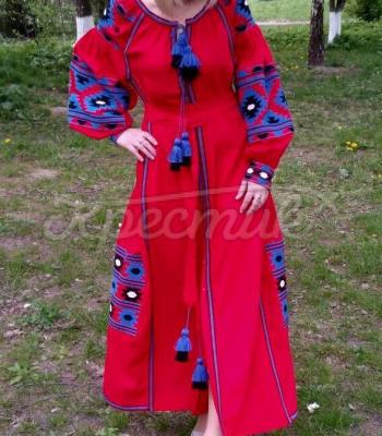 Красное платье вышиванка бохо "Гиана" магазин вышиванок