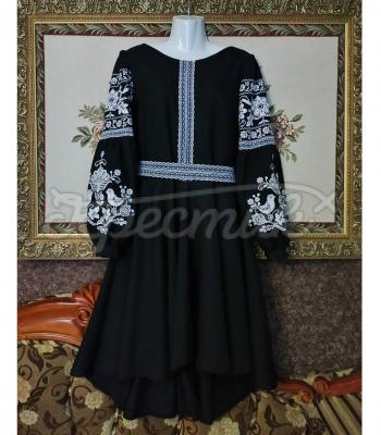 Чорна сукня вишиванка бохо "Співоча пташка" фото