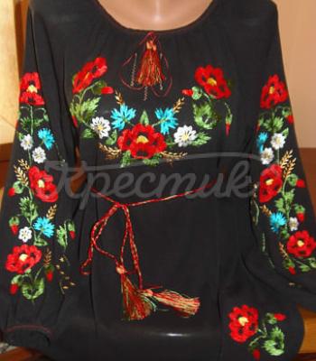 Женская черная блузка из шифона купить Киев
