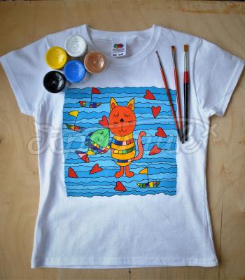 Детская футболка ручной росписи "Рыба мечты" фото