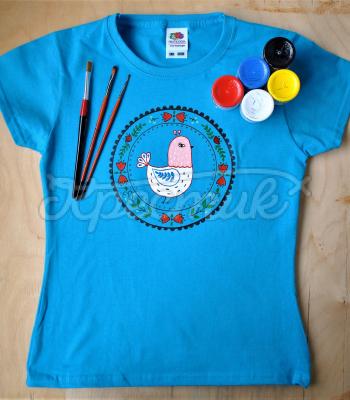 Детская футболка ручной росписи "Птица судьбы" фото