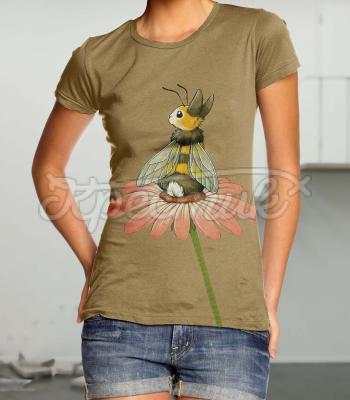 Женская футболка ручной росписи "Кролик или пчелка" фото