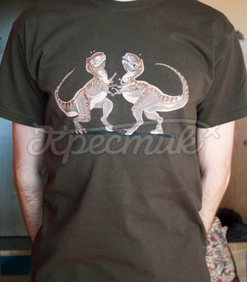 Смешные динозавры футболка ручной росписи подарок парню фото